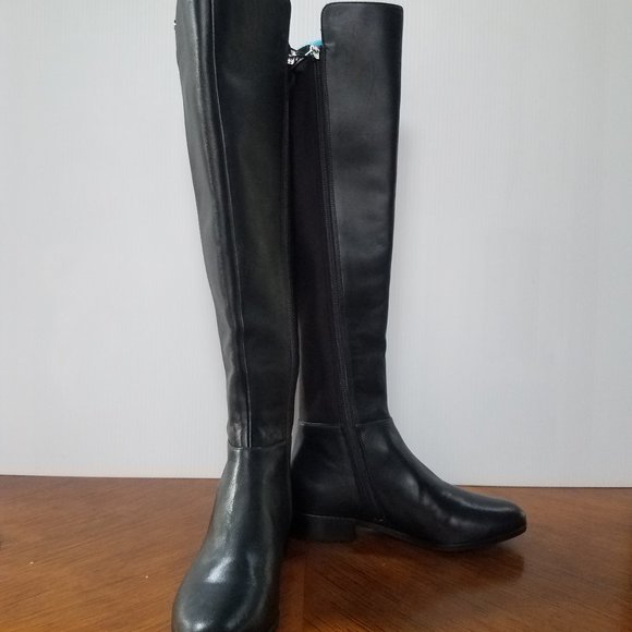NWOT MICHAEL KORS Tall Black Leather Riding Boots - Picture 1 of 3